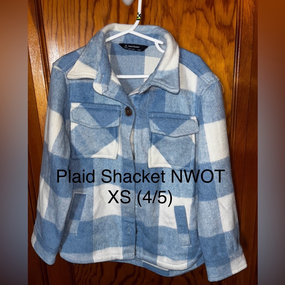 Kids Blue and White Plaid Button Down Shirt